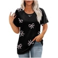 thumbnail image 2 of Puntoco Liquidación de blusas cortas para mujer Blusas estampadas de moda para mujer Camiseta de manga corta Cuello redondo, 2 of 5