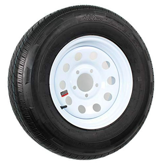 Radial Trailer Tire On Rim ST205/75R14 205/75-14 14 5 Lug Wheel White Modular
