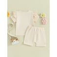 thumbnail image 3 of Infant Baby Girls Summer Shorts Set, Short Sleeve Crew Neck T-shirt with Elastic Waist Shorts Outfit, 3 of 8