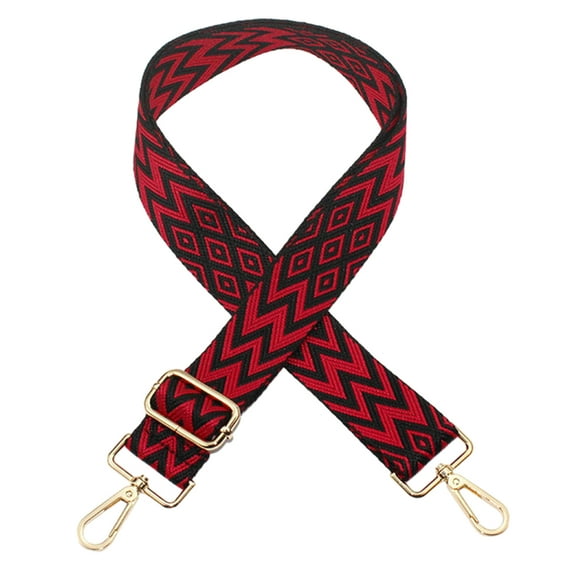 Adjustable Retro Jacquard Purse Strap 3.8Cm Wide Replacement Crossbody Strap Handbag Guitar Strap Purse Shoulder Strap-Red