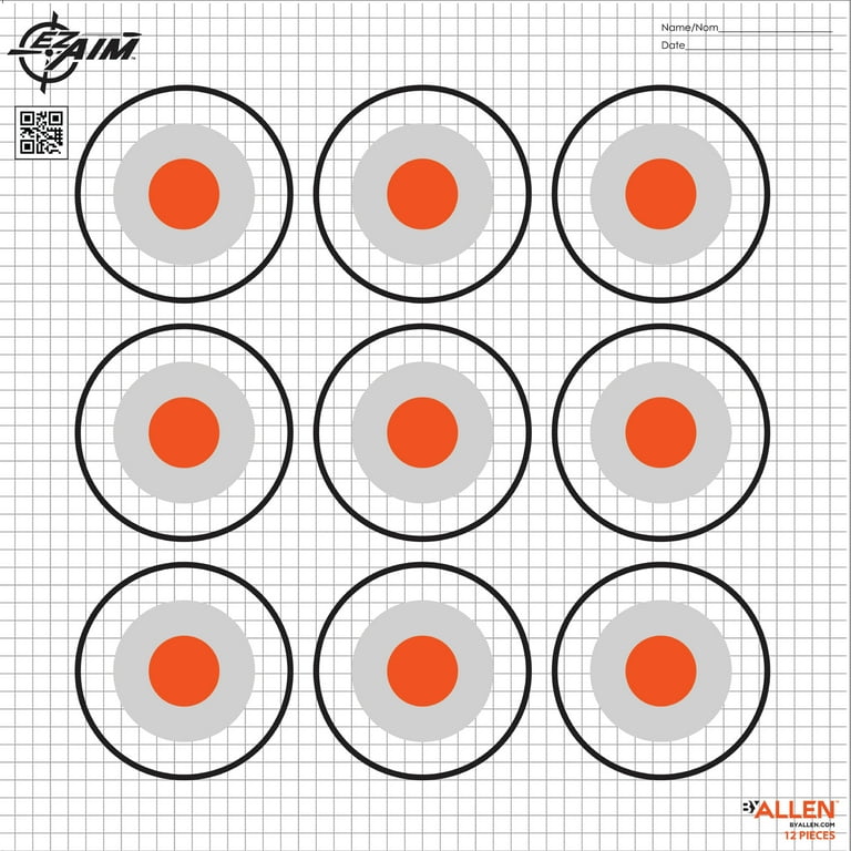 EZ Aim 9-Spot Bullseye Paper Targets 12in Square 12-Pack