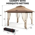 thumbnail image 6 of GAOMON 12'x12' Gazebo Outdoor Pop-Up Canopy Tent with Curtains and Mosquito Netting, 2-Tiered Vented Top, 121 Sq Ft for Patio, Backyard, Party, and Events, 6 of 6
