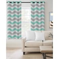 thumbnail image 2 of Turquoise Grey White Blackout Curtains, Light Blocking Print Window Curtains, Abstract Geometric Ocean Wave Stripe Thermal Insulated Window Drapes for Living Room 2 Panels, 84"W x 84"L, 2 of 9