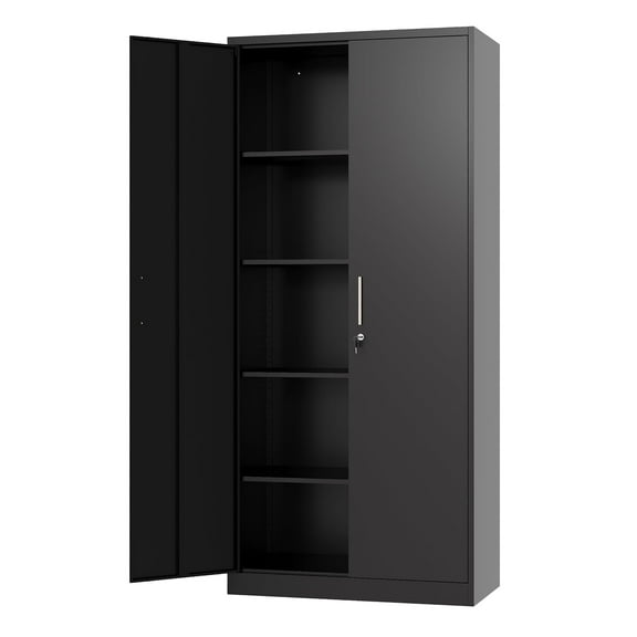 Fesbos Metal Cabinet-71"Tall File Cabinet with 4 Adjustable Shelves, Locking Black Steel Storage Cabinets for Home,Kitchen, School, Office