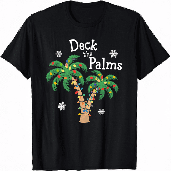 Deck The Palm Santa Tropical Christmas In July Hawaiian Xmas T-Shirt