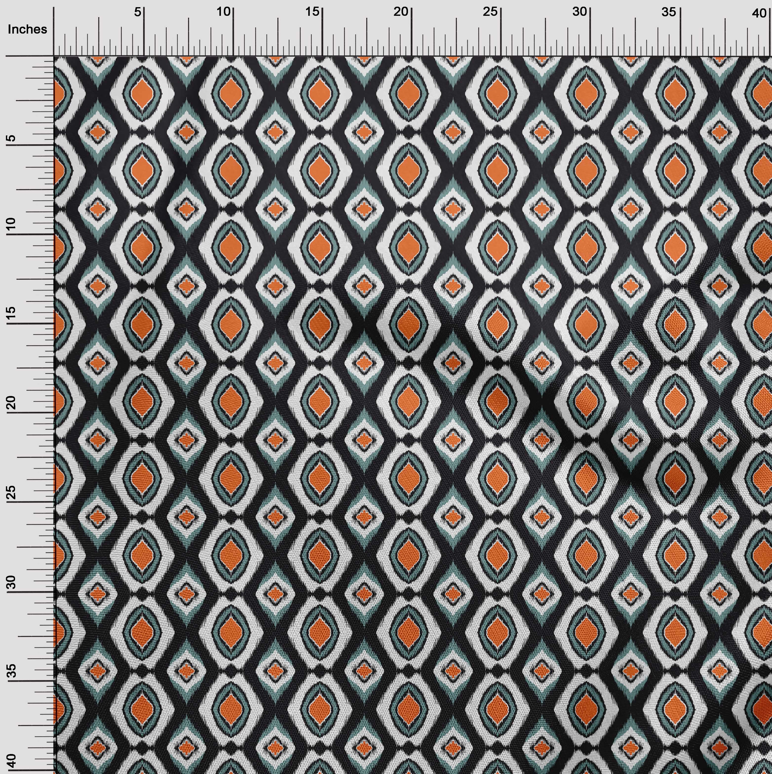 oneOone Polyester Spandex Orange Fabric Asian Ikat Diy Clothing Quilting Fabric Print Fabric By Yard 56 Inch Wide