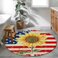 thumbnail image 4 of Area Rug 36in, Vintage American Flag Sunflower Floor Carpet Living Room Rug, 4th of July Independence Day Non-Slip Welcome Mat Indoor Rugs for Bedroom Dining Room, 4 of 9