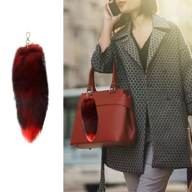 Pendentif Porte-Clés Queue 3D Mignon pour Femmes - Porte-Clés Queue d'Animal à la Mode avec Pompons - Accessoire de Porte-Clés Stylé pour Sac à Main et