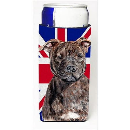Staffordshire Bull Terrier Staffie With English Union Jack British Flag Michelob Ultra bottle sleeves For Slim Cans - 12 (Best Food For English Bull Terrier)