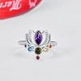thumbnail image 3 of TANGPOET Chakra Rings for Women Sterling Silver Lotus Flower Adjustable Ring Healing Crystals Jewelry Gifts for Mom Daughter Yoga Lover 6#-8#, 3 of 6