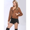 thumbnail image 4 of Women'S Faux Leather Moto Biker Short Coat Jacket Brown M, 4 of 9