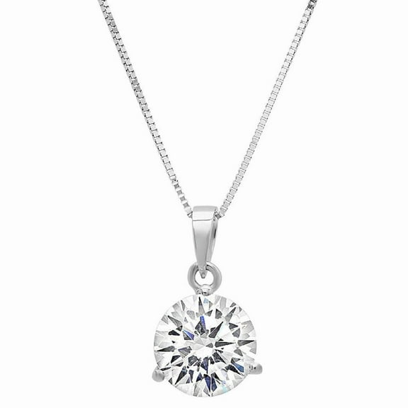 2 Ct Round Cut Brilliant Created Diamond Solitaire Necklace 14K White Gold Plated