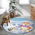thumbnail image 3 of Round Rugs 3.3Ft, Winter Dog Round Area Rug Washable Indoor Throw Carpet, Cute Cat Snowman Snowflake Soft Non Slip Circle Rug for Laundry Room Patio Home Decor Aesthetic, 3 of 8