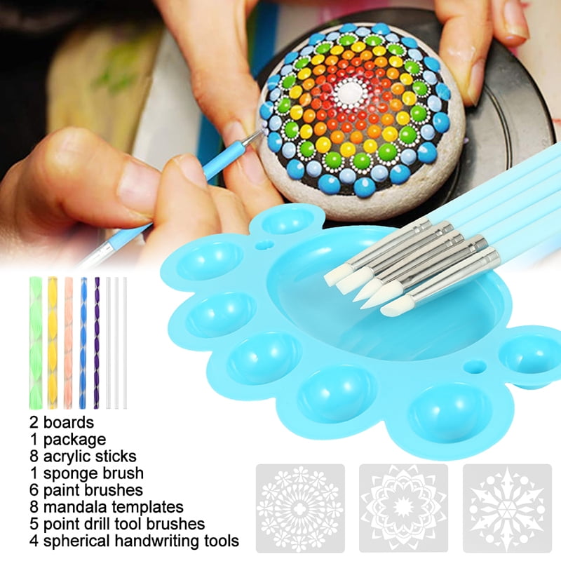 16pcs Mandala Dotting Art Dot Painting Tool Pen Stencil Brush Set For Beginner 