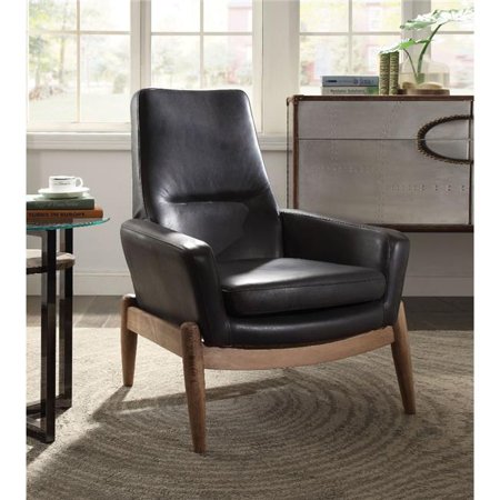 UPC 192551214729 product image for Benzara BM185608 Faux Leather Upholstered Wooden Accent Chair with High Back  Bl | upcitemdb.com