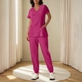 thumbnail image 6 of Scrubs for Women Set 2025 Summer Medical Uniform Stretch V-Neck Scrub Top and Jogger Pant with Pocket 2 Piece Outfit, 6 of 6