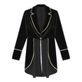 thumbnail image 4 of YEAHDOR Womens Showman Tailcoat Costume Circus Ringmaster Tuxedo Jacket Halloween Velvet Swallow-Tailed Coat Party Wear Black XL, 4 of 7
