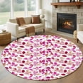 thumbnail image 3 of Gradient Red Leaf Round Area&nbsp;Rug 7ft Vintage Spring Watercolor Red Pink Leaves Plant Non-Slip&nbsp;Washable Circle Rugs Soft Felt Indoor Floor Mat for Bedroom Kitchen Living Room Bathroom, 3 of 9
