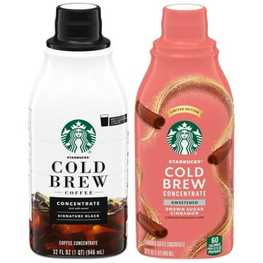 Starbucks Brown Sugar Cinnamon & Black Unsweetened, Bottled Cold Brew Coffee Concentrate Drink, 32 oz