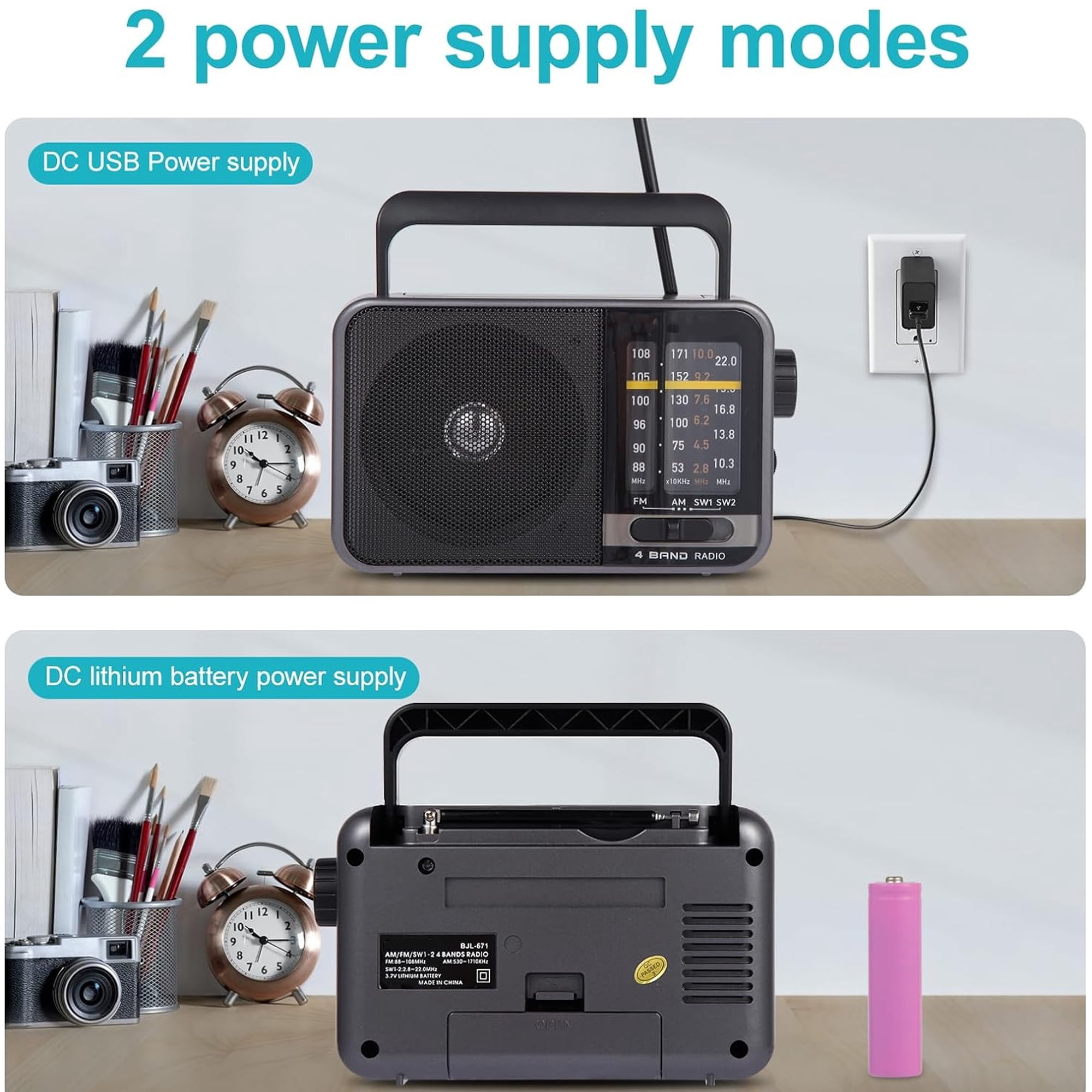 Portable AM / FM Radio,Small Operated Analog Radio,Portable Shortwave Radio,Battery Powered or DC USB,Suitable for Home & Outdoor Use,Small Gifts for Seniors Elderly