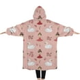 thumbnail image 2 of Oversized Wearable Blanket Hoodie,Pink Ballerina Swan Pattern Sherpa Blanket Hoodie with Super Pockets,Super Warm Fuzzy Pullover for Women & Men, 2 of 6