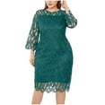thumbnail image 3 of IROINNID Sequin Dress for Women Wedding Guests Dresses for Women Plus Size Long Sleeve Splicing Perspective Sequin Dress,Green, 3 of 5