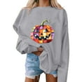 thumbnail image 3 of Kilaqueen Pumpkin Halloween Sweatshirts for Women Casual Fashion Oversized Hoodie Graphic Printed Crewneck Sweatshirts Warm Fall Pullover Blouses, 3 of 5