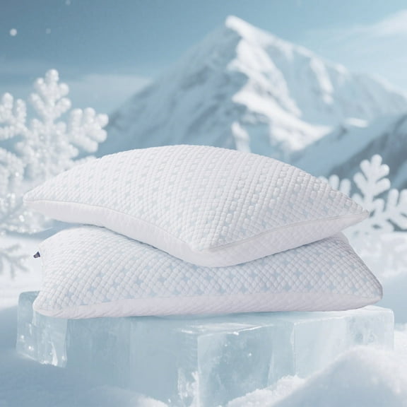 EGOHOME 2-Pack Adjustable Cooling Bed Pillows, Shredded Memory Foam Pillows Set of 2, Standard Queen, Dual Sides