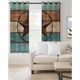 thumbnail image 2 of Vintage Teal Blackout Curtains for Bedroom Living Room Darkening Curtains 63 Inches Long Brown Western Texas Barn Star Wood Grain Window Curtain 2 Panels Set Window Treatment Grommet Drapes 42"x63", 2 of 9