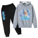 thumbnail image 3 of Conjunto de chándal de Disney Frozen para niñas, sudaderas y pantalones con capucha de Frozen Elsa, ropa deportiva para niños, traje deportivo de moda, 3 of 5