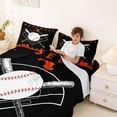 thumbnail image 3 of Erosebridal Kids Sports City Bed Sheets, Baseball King Sheets, Black Orange, 4pcs, 3 of 5