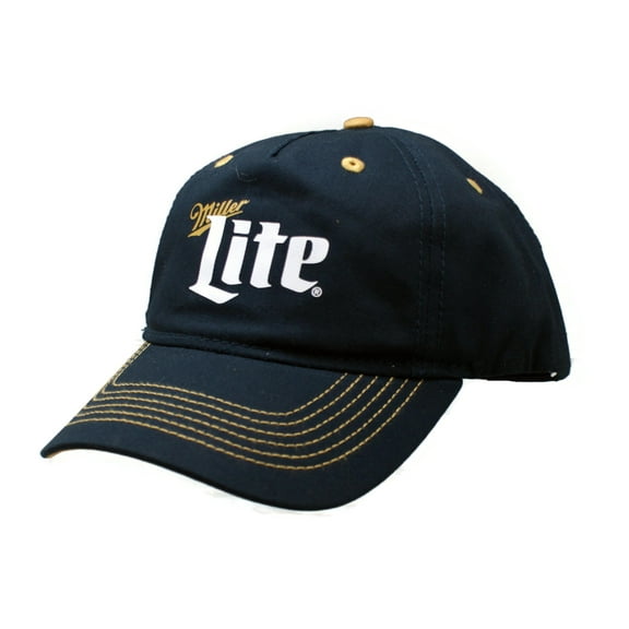 Miller Lite Navy with Gold Trim Printed Logo Adjustable Hat Cap