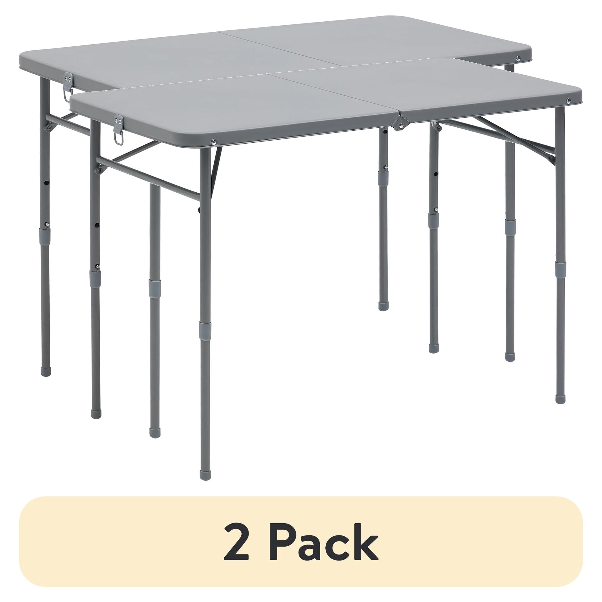 (2 pack) (2 pack) Mainstays Adjustable Height Centerfold Folding Table Gray 40 in x 20 in