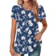 thumbnail image 2 of Mujeres de Manga Corta Tops Cuello Redondo Plisado Túnica, Tapa Casual Doblado Doblado Impreso Moda, 2 of 6