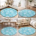 thumbnail image 4 of Round Rugs 4Ft, Starfish Aqua Blue Coastal Round Area Rug Washable Indoor Throw Carpet, Summer Nautical Shell Beach Soft Non Slip Circle Rug for Kitchen Nursery Room Home Decor Aesthetic, 4 of 8