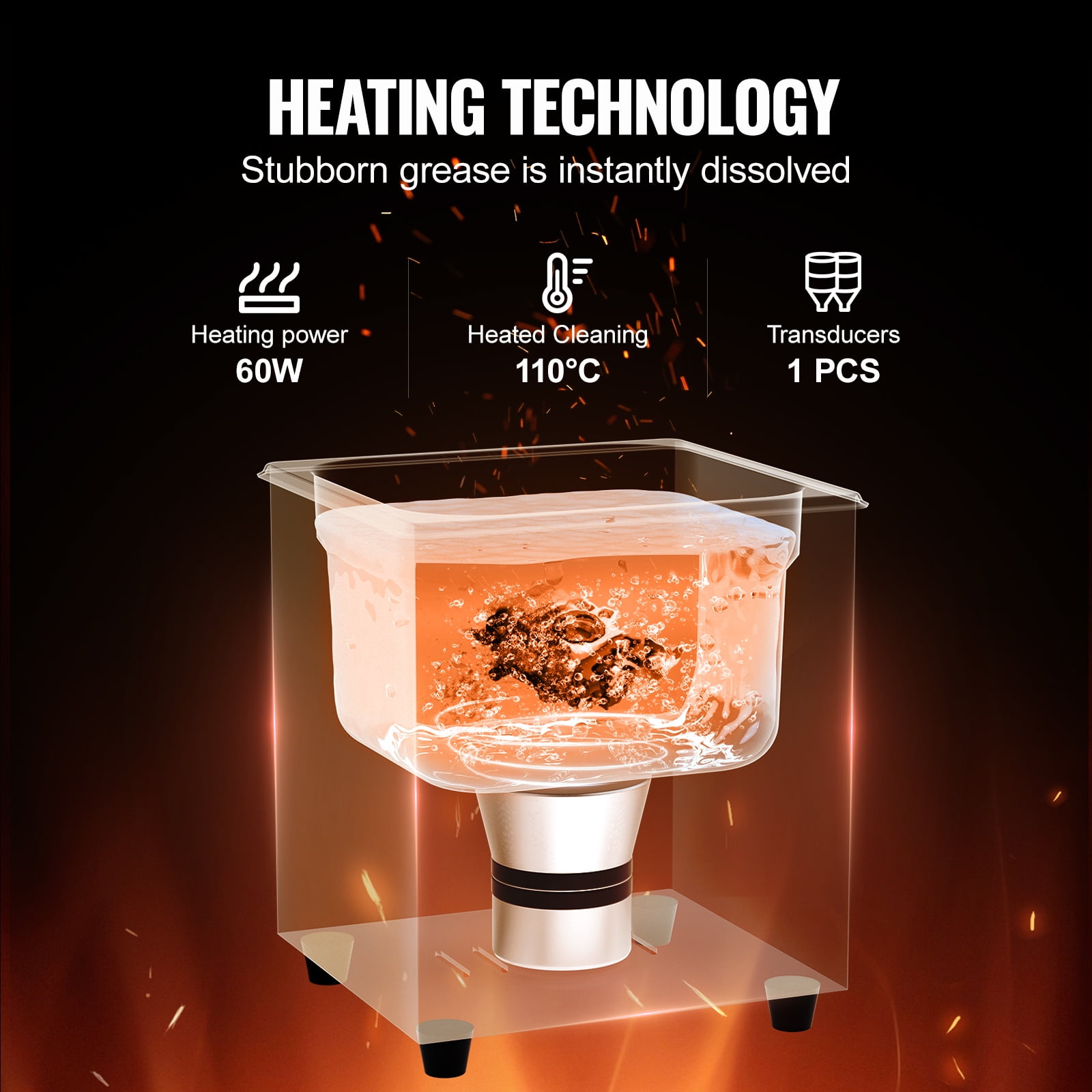 KFFKFF 2L Ultrasonic Cleaning Device with Heating Function, Timer & Basket, Advanced Digital Sonic Cavitation System, 60W Cleaning Equipment for Watches, Instruments, Eyewear