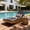 Teak Finish + Dark Gray Cushion, variant on Boat-Shape Patio Chaise Lounge Chair with 2-Fold Thin Cushion, 3-Position Recliner, Teak+Green Leaf