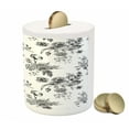 thumbnail image 3 of Black and White Piggy Bank, Vintage Floral Pattern Victorian Classic Royal Inspired New Modern Art, Ceramic Coin Bank Money Box for Cash Saving, 3.6" X 3.2", White and Black, by Ambesonne, 3 of 4