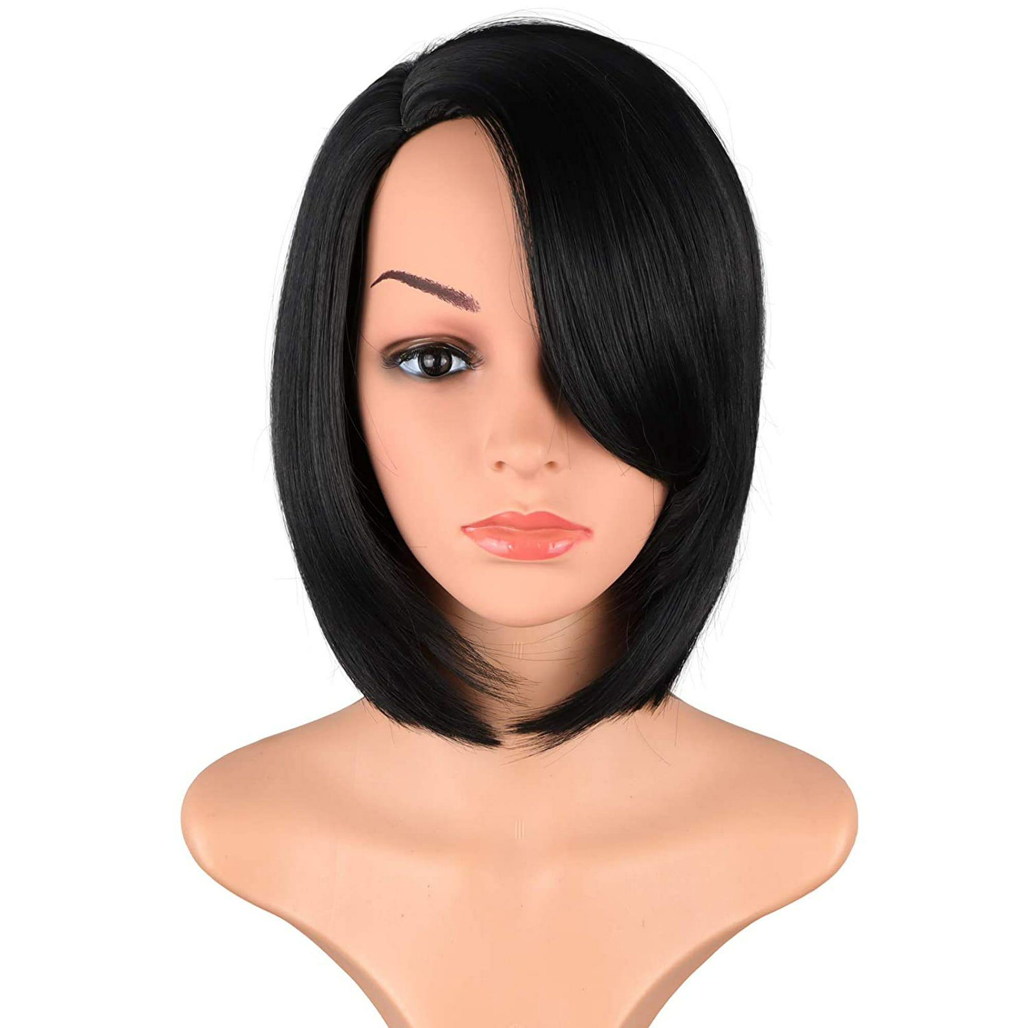 Natural Black Bob Wigs With Bangs For Black Women Side Part Bob Wigs With  Side Bangs Synthetic Black Bob Wigs Short Straight Bob Wigs 12 Inch (Natural  Black) | Walmart Canada