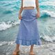 thumbnail image 2 of Faldas de Cintura Elástica para las Mujeres Vestidos de Playa de Moda de Verano con Bolsillos, Faldas Casuales para las Mujeres de Verano, 2 of 7