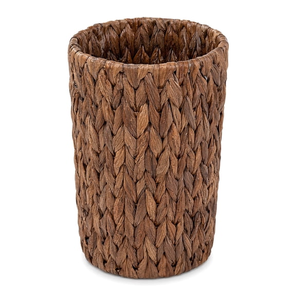 JKXTDKS Wicker Waste Basket, Small Bathroom Trash Can, Trash Can Boho Woven Decorative Office Garbage Cans, for Bedroom, Bathroom, Office and More (Brown)