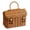 Brown - Without Door, variant on Imitation Rattan House Shaped Storage Basket with Lid and Handle - Plastic Woven Handheld Picnic Basket, Garden Harvest Organizer, Bridal Shower Bridesmaid Gift Box, Decorative Home Storage Bin