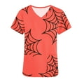thumbnail image 4 of Dvkptbk Sarrau pour Femmes Halloween T-Shirts d'Halloween pour Femmes à Imprimé Citrouille et Araignée Hauts d'Infirmière Tenue de Travail avec Poches Mode Décontractée Col en V Manches Courtes, 4 of 5