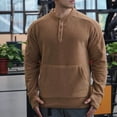 thumbnail image 1 of pstuiky camisetas de manga larga para hombre, Suéter deportivo informal ajustado de manga larga, cuello redondo, medio botón y bolsillo para hombre, color sólido y cálido xxl, 1 of 5