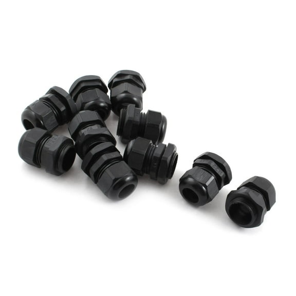 Unique Bargains 10Pcs M22X1.5 7mm to 14mm Waterproof Fastener Plastic Black Cable Gland