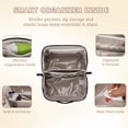 thumbnail image 4 of WANDF Travel Makeup Bag,Large Toiletry Bag for Women,Waterproof PU Leather Cosmetic Bag,Flat Open Portable Cosmetic Organizer for Skincare, Brushes,Travel Essentials(Black), 4 of 11