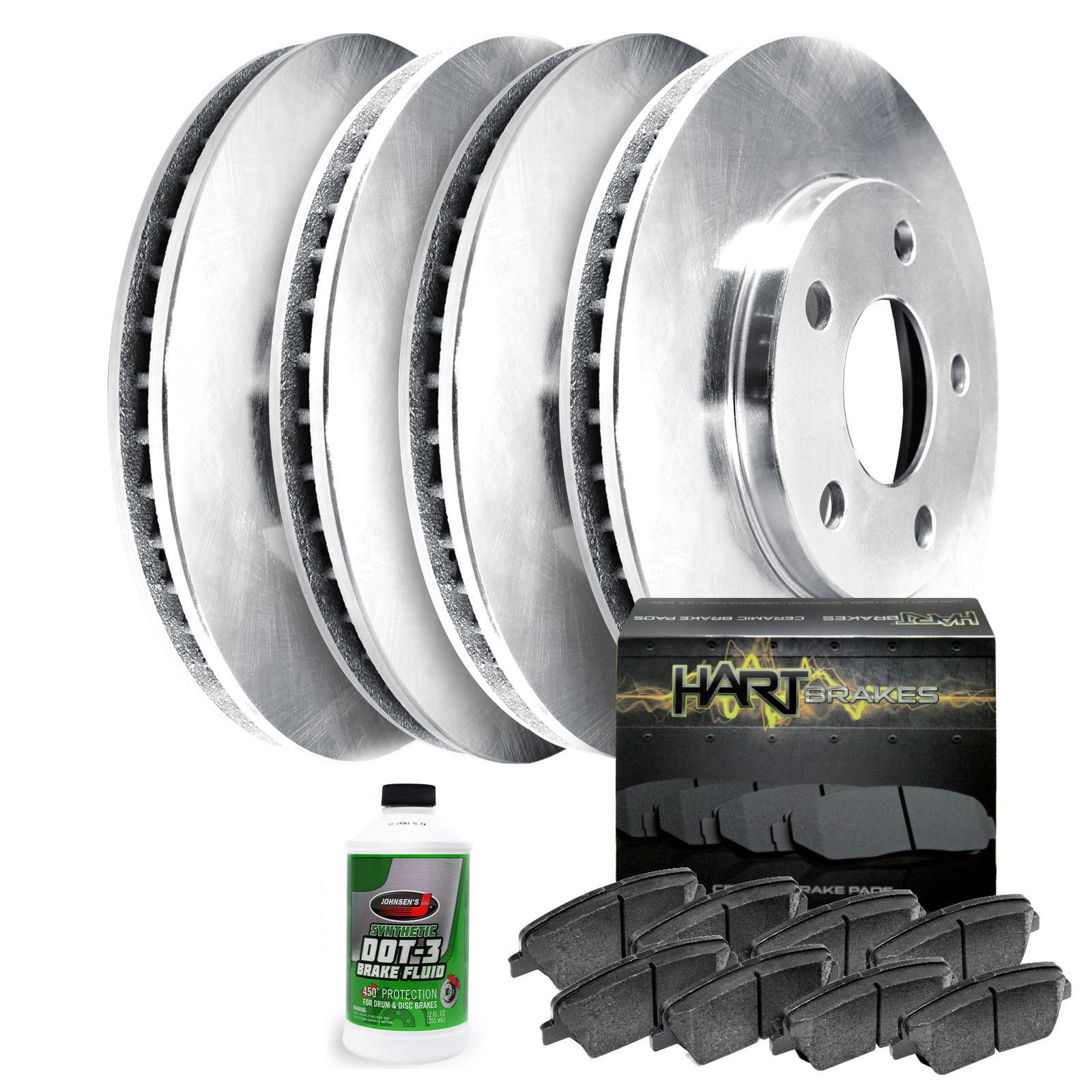 Hart Brakes Front Rear Brakes and Rotors Kit Front Rear Brake Pads
