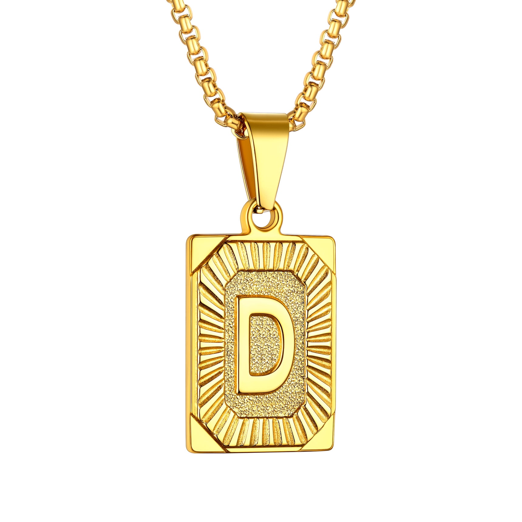 Bestyle Stainless Steel Initial Necklace Men Women Letter D Pendant