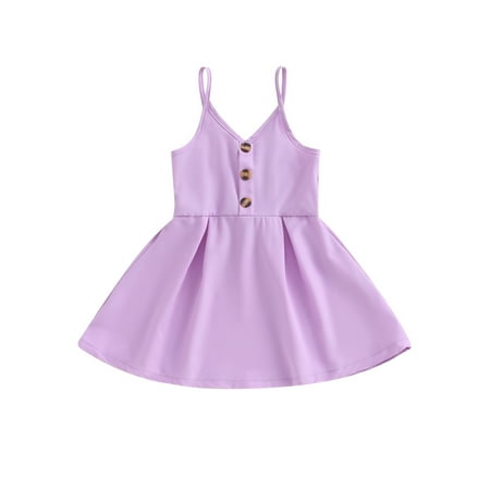 

Wassery Toddler Girl Dresses Straps Sleeveless Dress Solid Color Casual Summer Dress Clothes 2T 3T 4T 5T 6T Kids Girls A-line Sundress