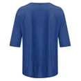 thumbnail image 5 of Yuanlong Womens Solid Color T Shirt Crew Neck Elbow Length Sleeve Tee Relaxed Fit Casual Office Versatile Layering Top, 5 of 5